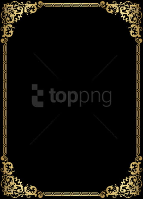 Elegant Golden Frameon Black Background PNG Image