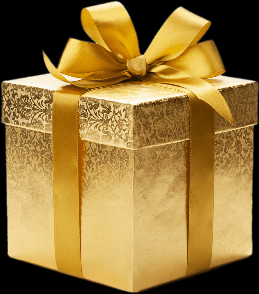 Elegant Golden Gift Box PNG Image