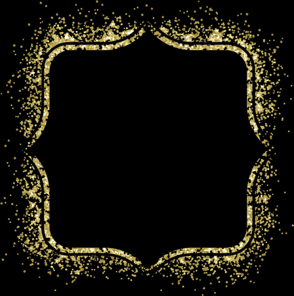 Elegant Golden Glitter Frame PNG Image