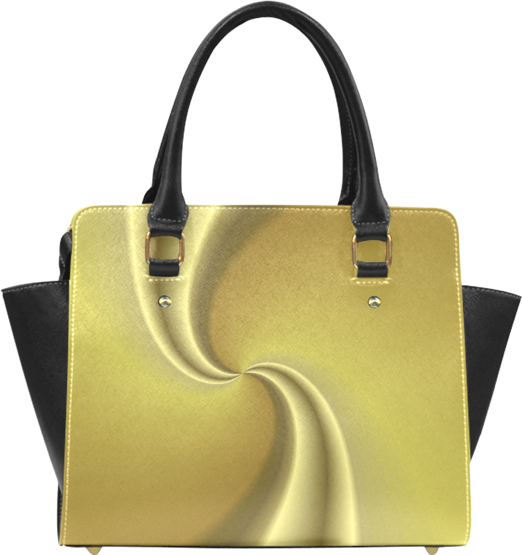 Elegant Golden Handbagwith Black Trim PNG Image