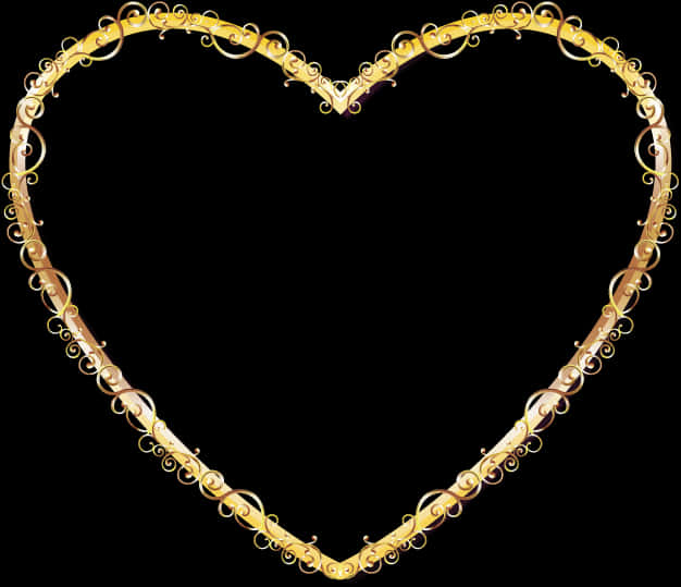 Elegant Golden Heart Frame PNG Image