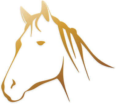 Elegant Golden Horse Profile PNG Image