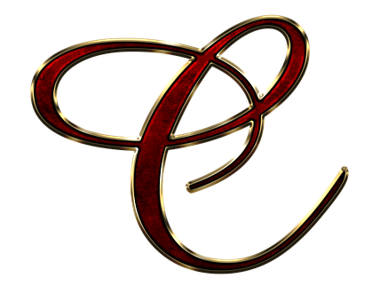 Elegant Golden Letter E Design PNG Image