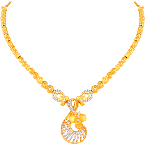 Elegant Golden Necklacewith Pendant PNG Image