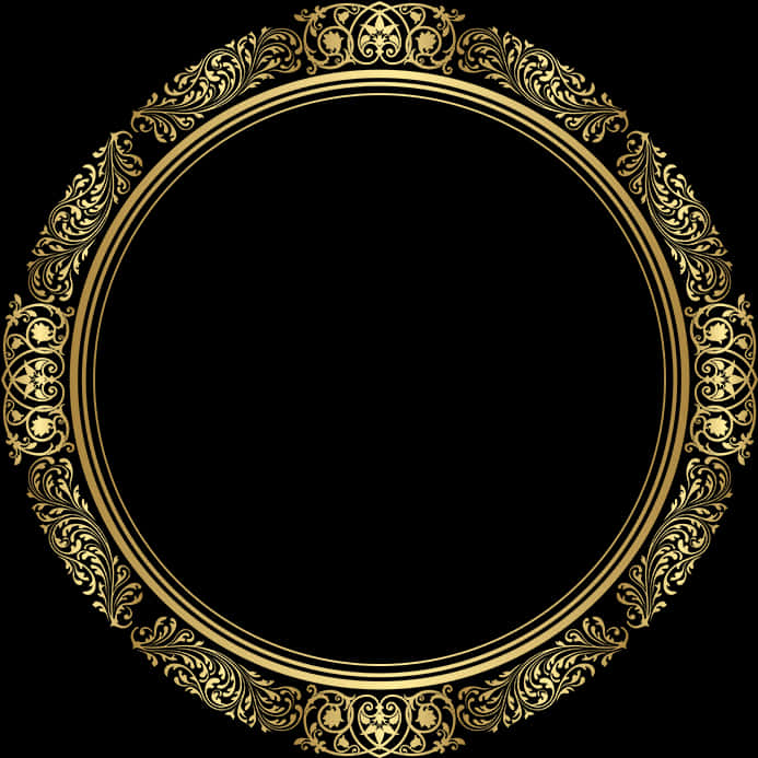 Elegant Golden Ornate Frame PNG Image