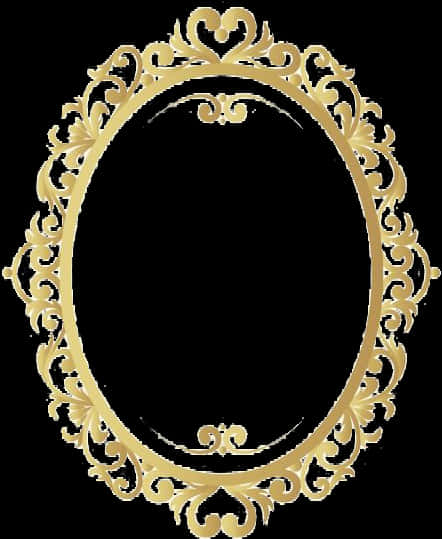 Elegant Golden Oval Frame PNG Image