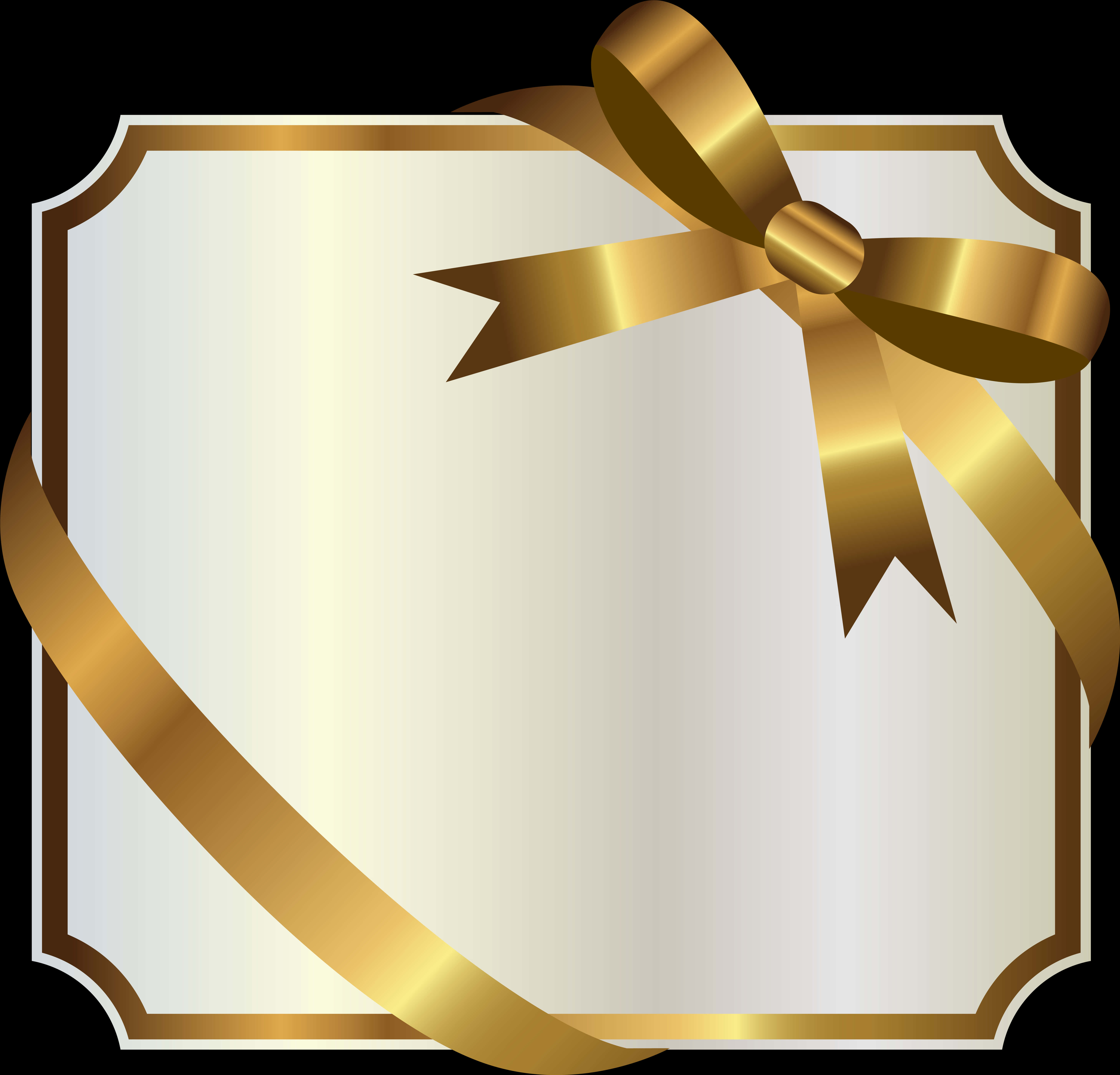 Elegant Golden Ribbon Frame PNG Image