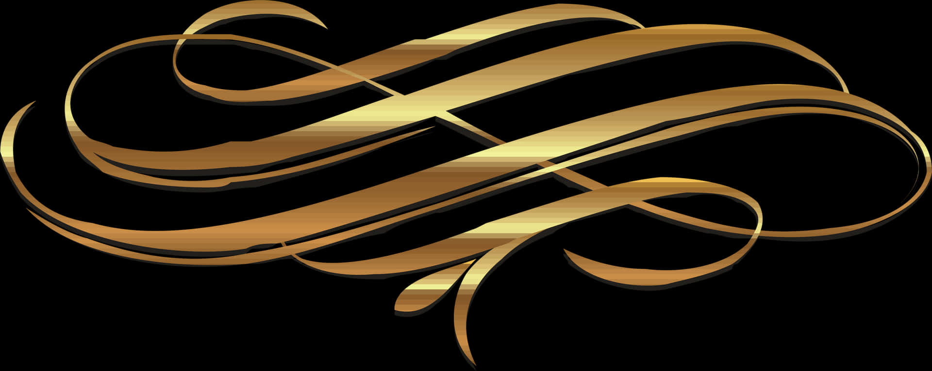 Elegant Golden Ribbon Graphic PNG Image