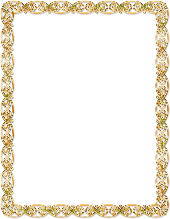 Elegant Golden Scroll Certificate Border PNG Image