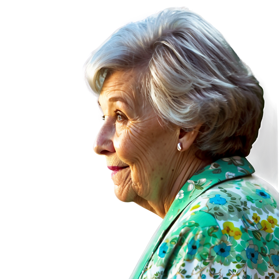 Elegant Grandmother Profile PNG Image