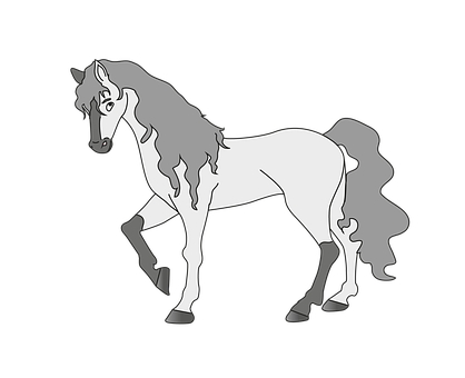 Elegant Gray Horse Illustration PNG Image