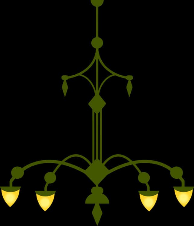 Elegant Green Chandelier Graphic PNG Image