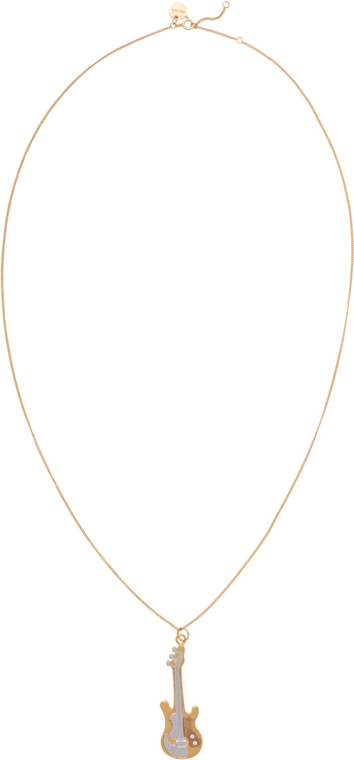 Elegant Guitar Pendant Diamond Necklace PNG Image