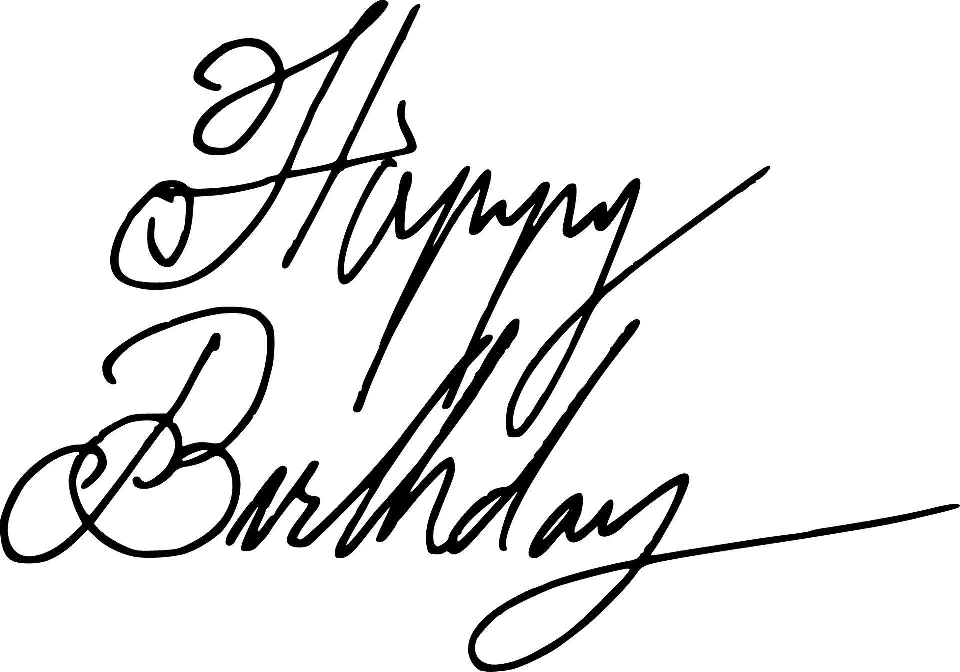 Elegant Happy Birthday Calligraphy PNG Image