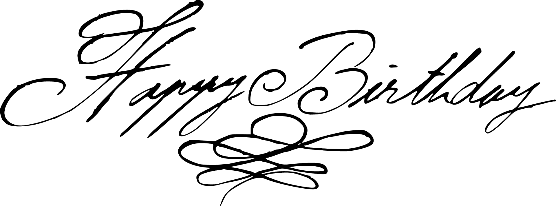 Elegant Happy Birthday Calligraphy PNG Image