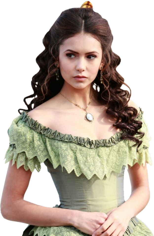 Elegant Historical Green Dress PNG Image