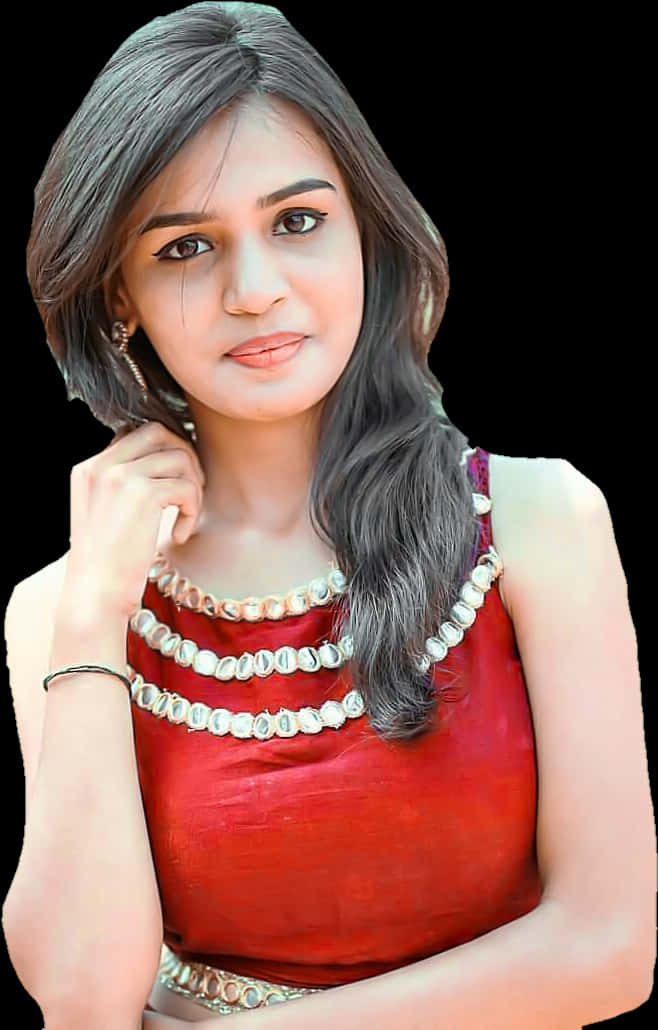 Elegant_ Indian_ Girl_with_ Traditional_ Necklace PNG Image