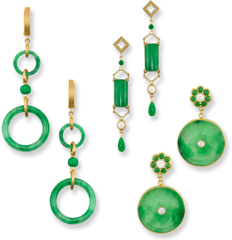 Elegant Jade Earrings Collection PNG Image