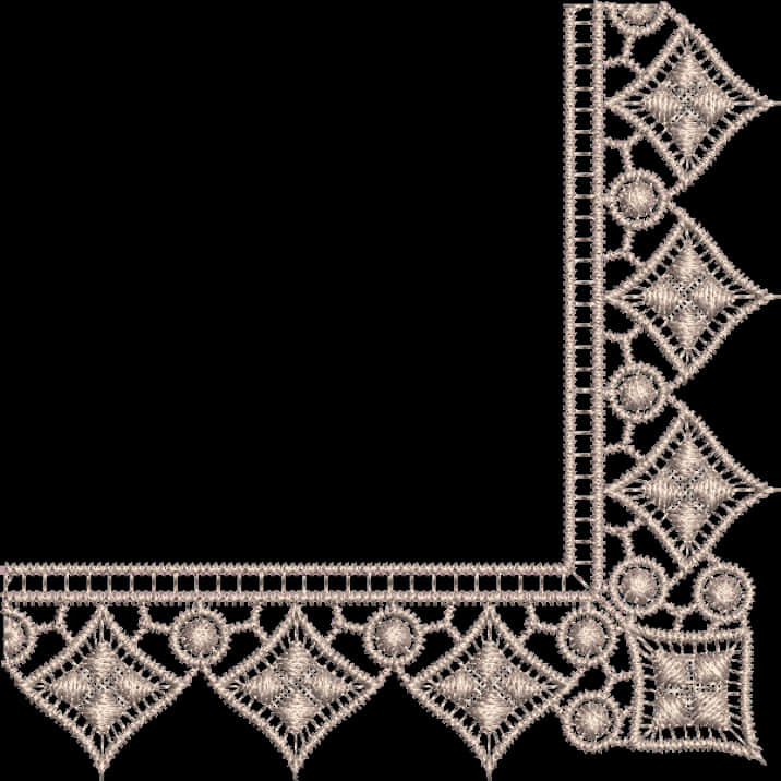 Elegant Lace Corner Border Design PNG Image