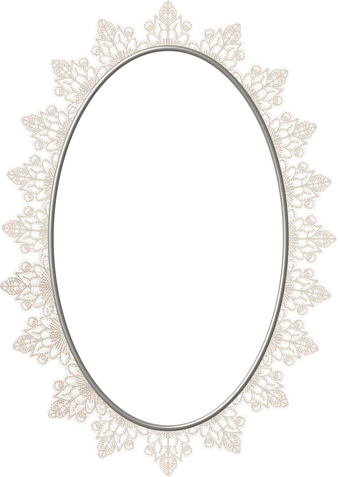 Elegant Lace Oval Frame PNG Image