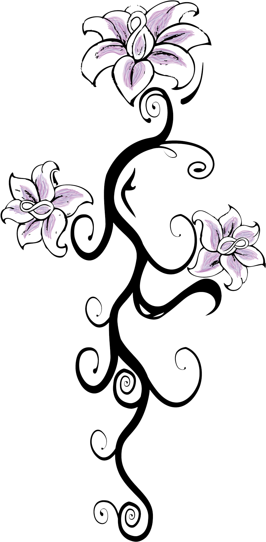 Elegant Lily Tattoo Design PNG Image