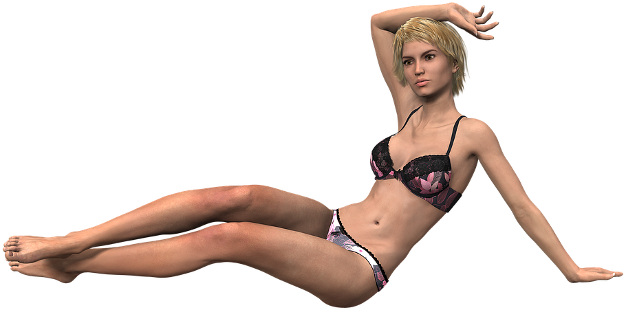 Elegant Lingerie Model Pose PNG Image