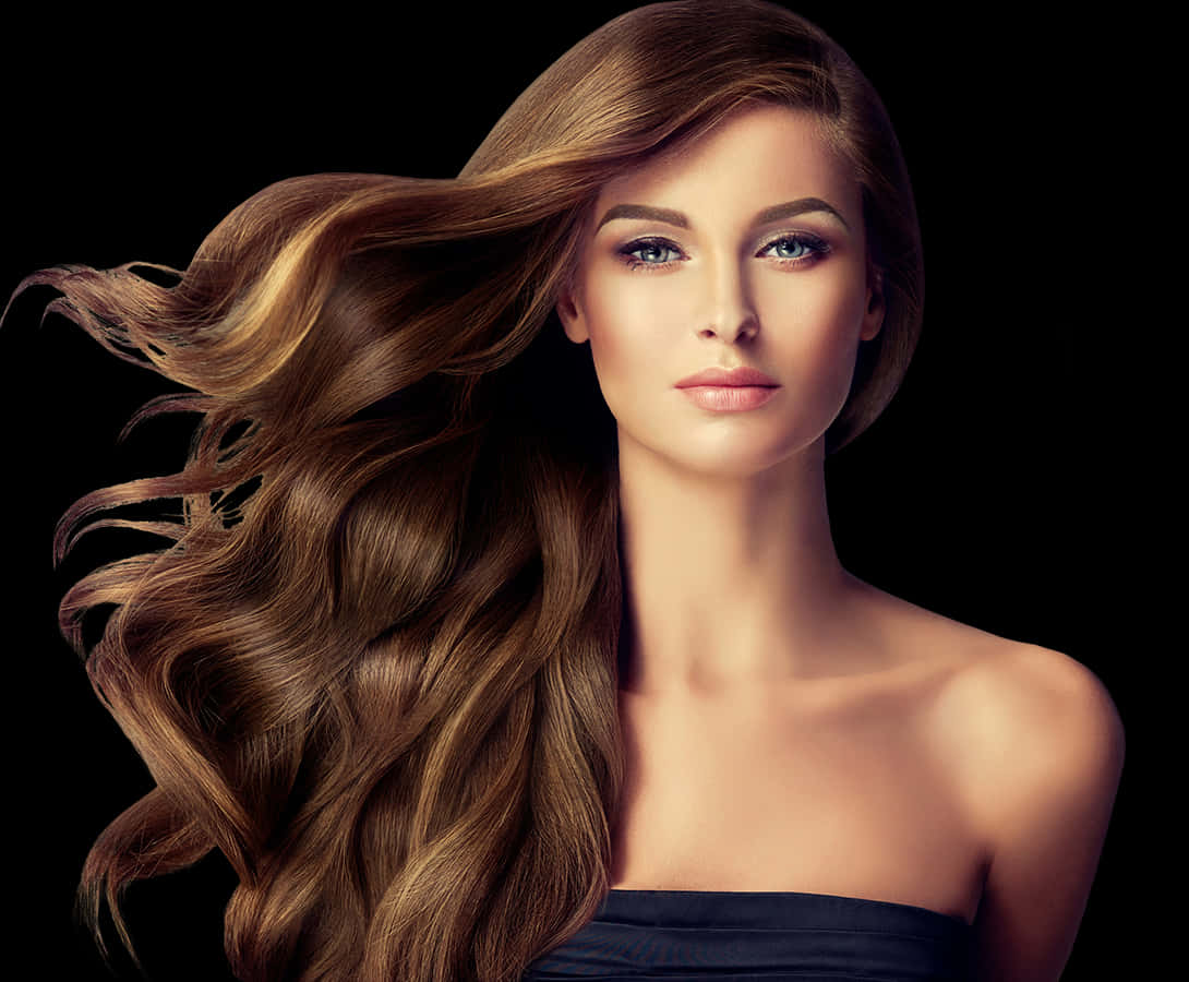 Elegant Long Hair Model PNG Image