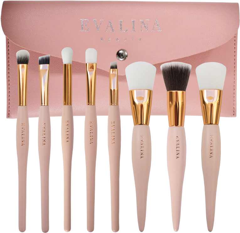 Elegant Makeup Brush Set Pinkand Gold PNG Image