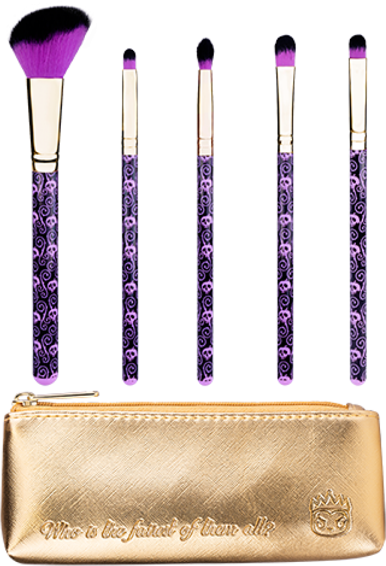 Elegant Makeup Brush Setwith Golden Pouch PNG Image