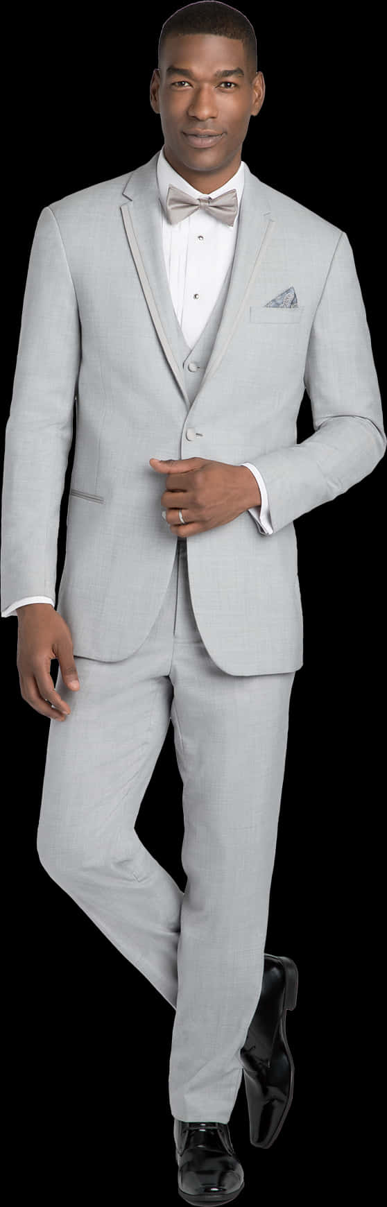 Elegant Manin Light Gray Suit PNG Image