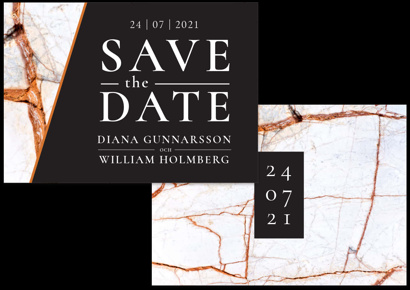 Elegant Marble Save The Date Announcement PNG Image