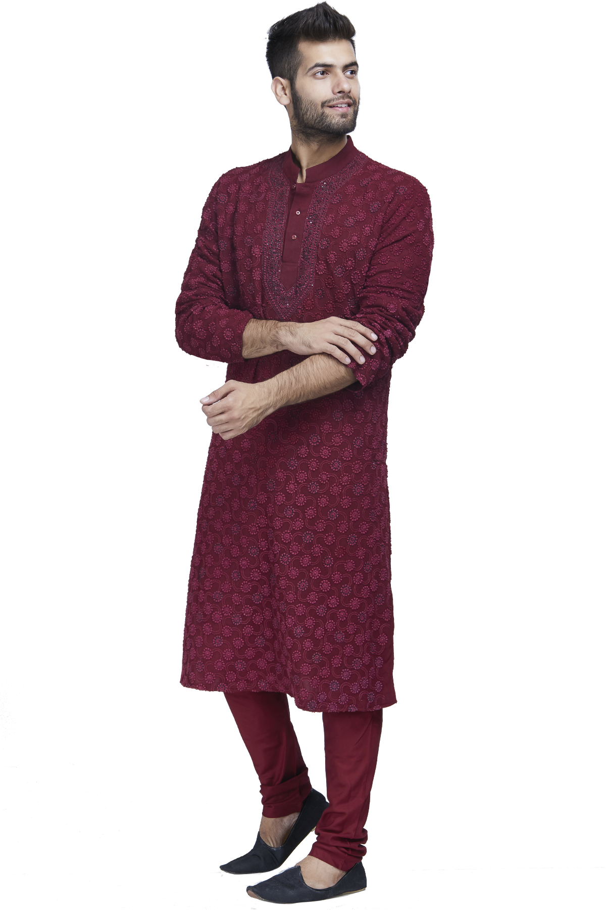 Elegant Maroon Kurta For Men PNG Image