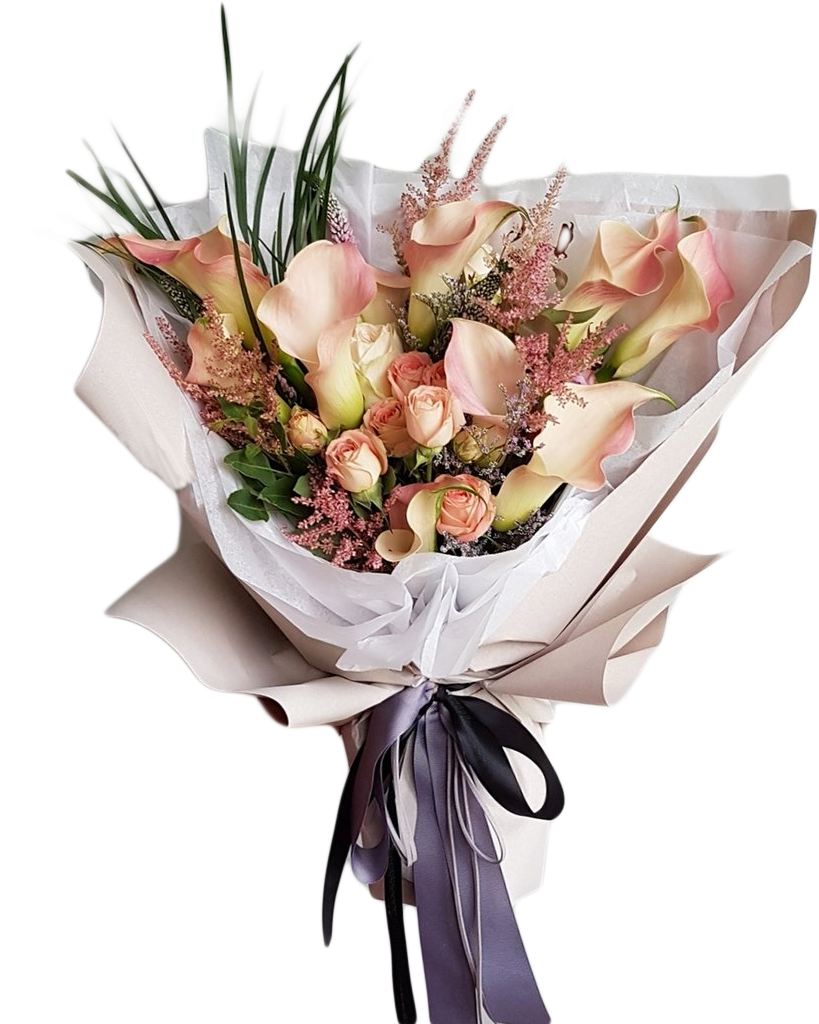 Elegant Pastel Flower Bouquet PNG Image