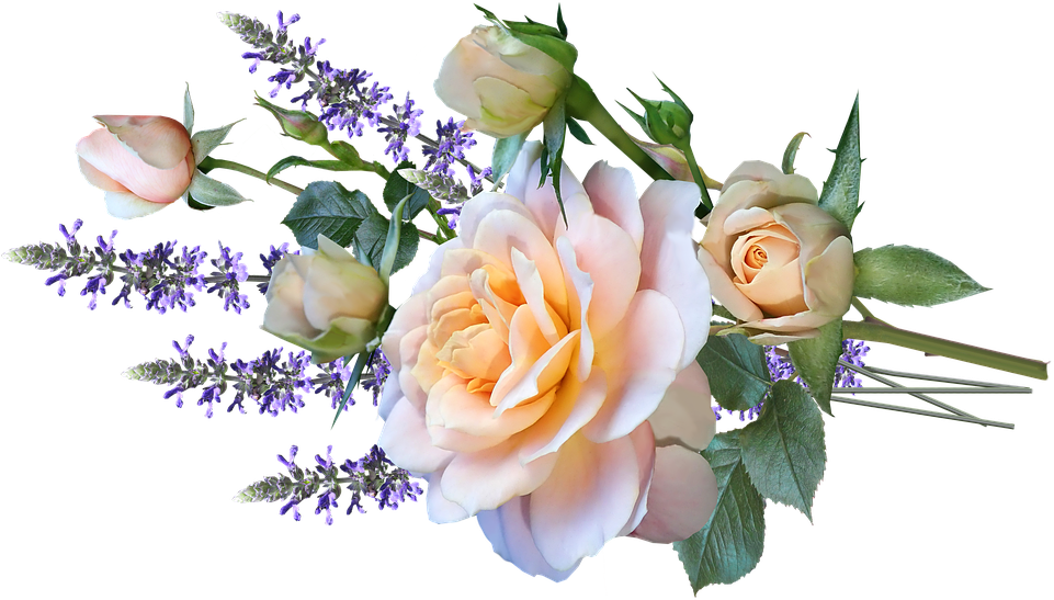 Elegant_ Peach_ Roses_and_ Lavender_ Bouquet.png PNG Image