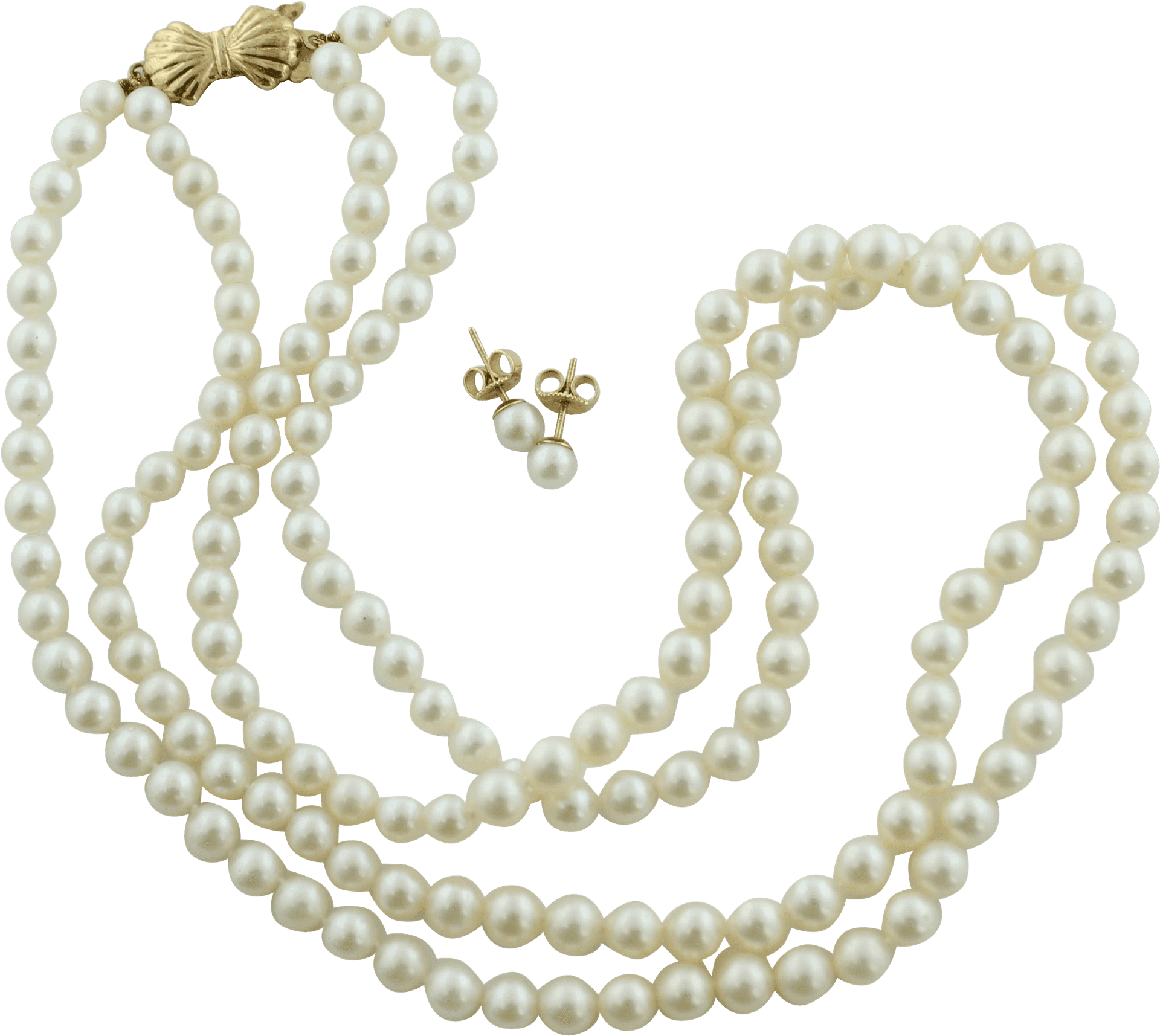 Elegant Pearl Jewelry Set PNG Image