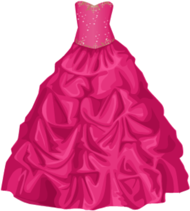 Elegant Pink Ball Gown Illustration PNG Image