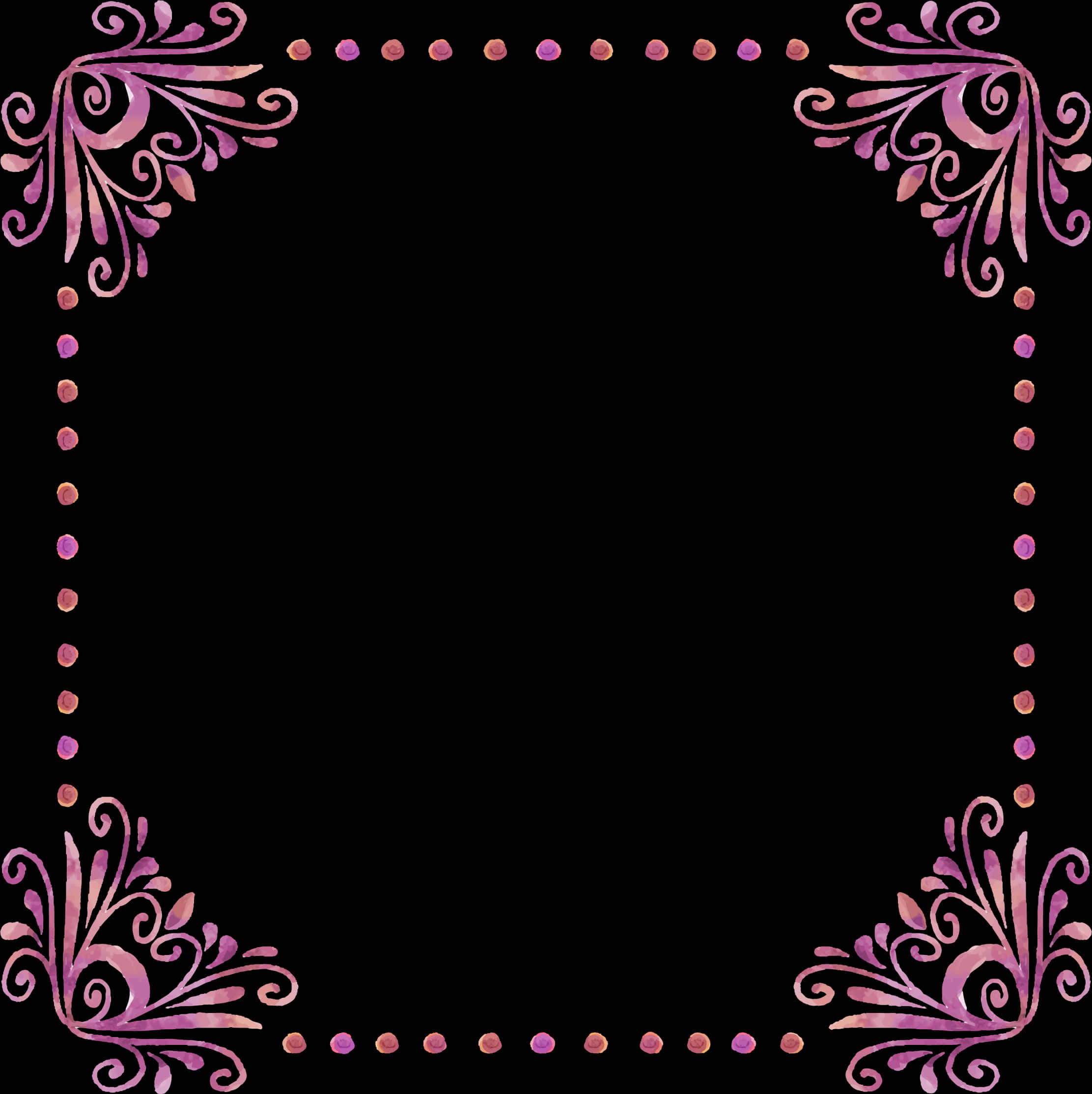 Elegant Pink Floral Page Border PNG Image