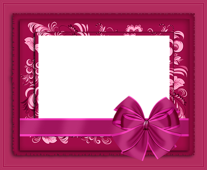 Elegant Pink Framewith Bow.jpg PNG Image