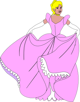 Elegant Pink Princess Cartoon PNG Image