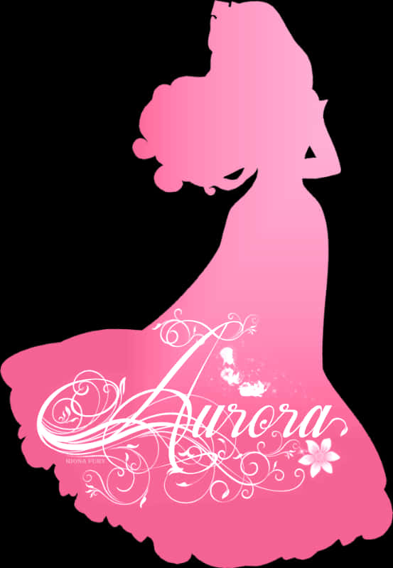 Elegant Pink Princess Silhouette PNG Image