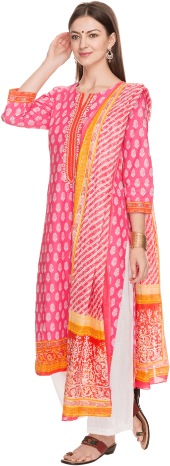 Elegant Pink Salwar Suit Model PNG Image