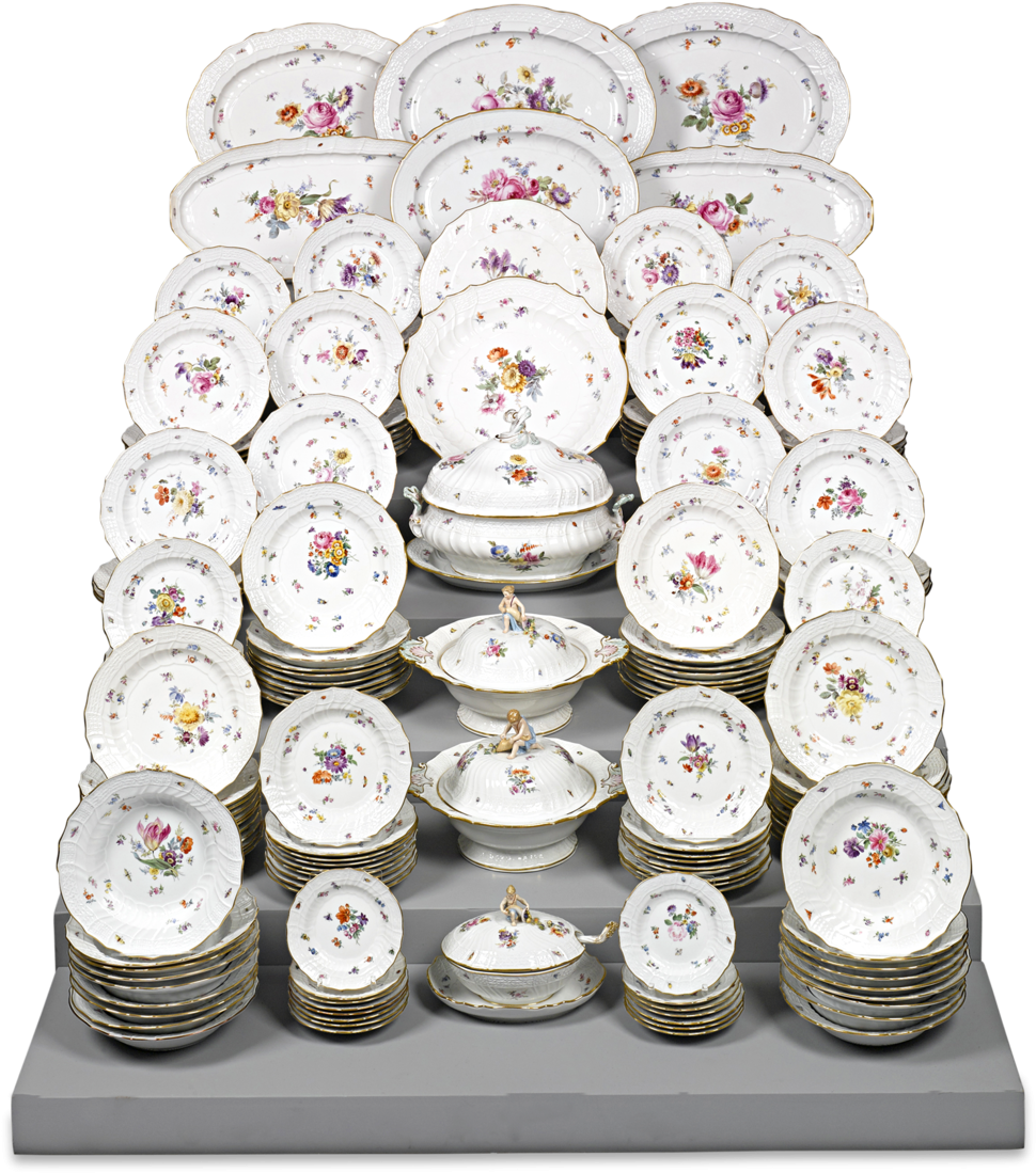 Elegant Porcelain Dinnerware Set PNG Image