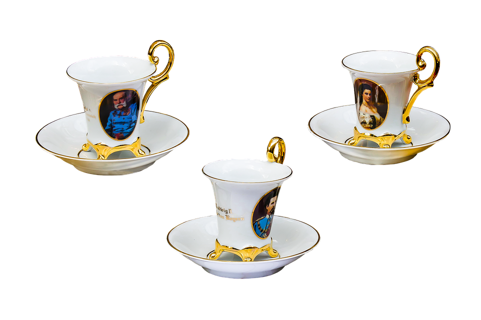 Elegant Portrait Teacups PNG Image