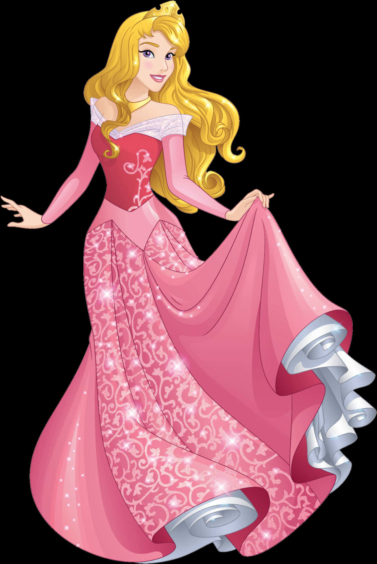 Elegant Princessin Pink Gown PNG Image