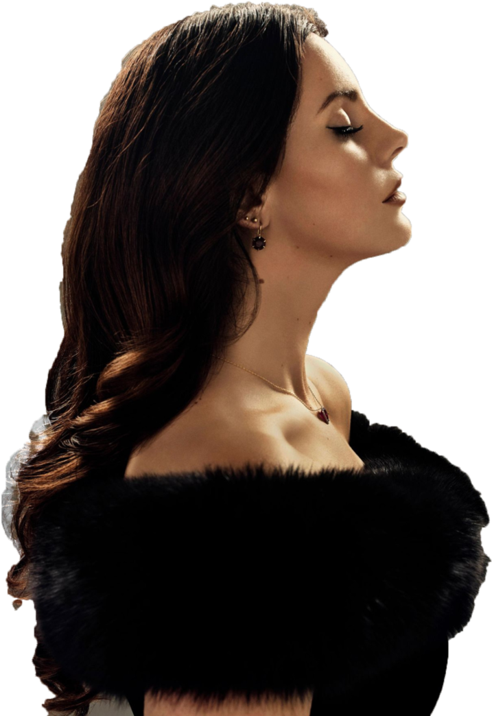 Elegant Profile Portrait Woman Fur PNG Image