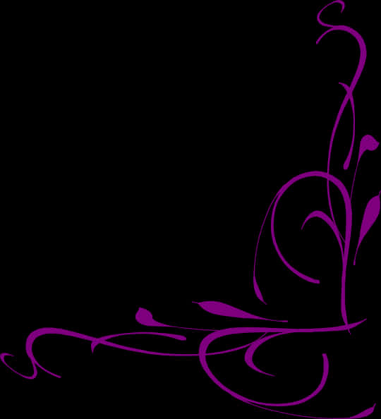 Elegant Purple Floral Corner Design PNG Image