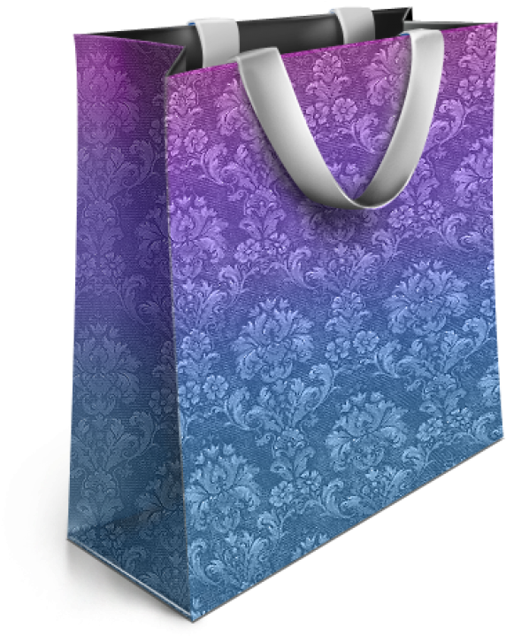 Elegant Purple Floral Shopping Bag PNG Image