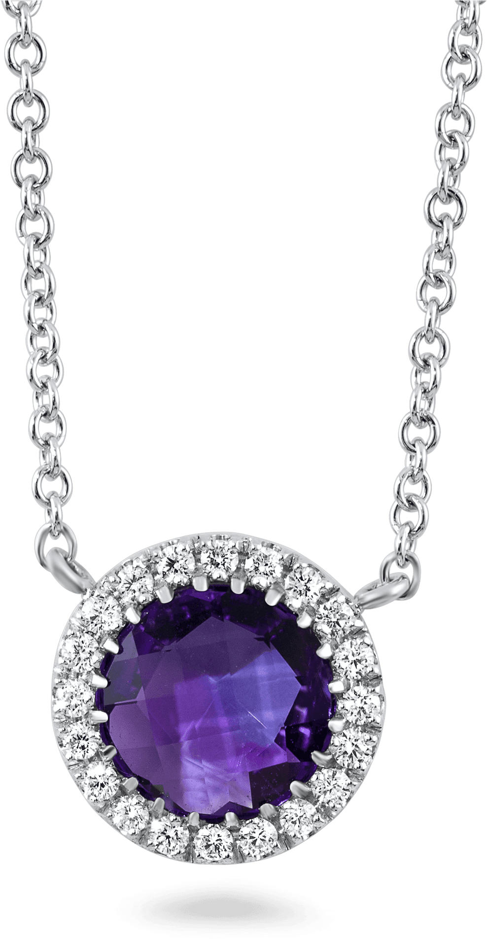 Elegant Purple Gemstone Diamond Necklace PNG Image