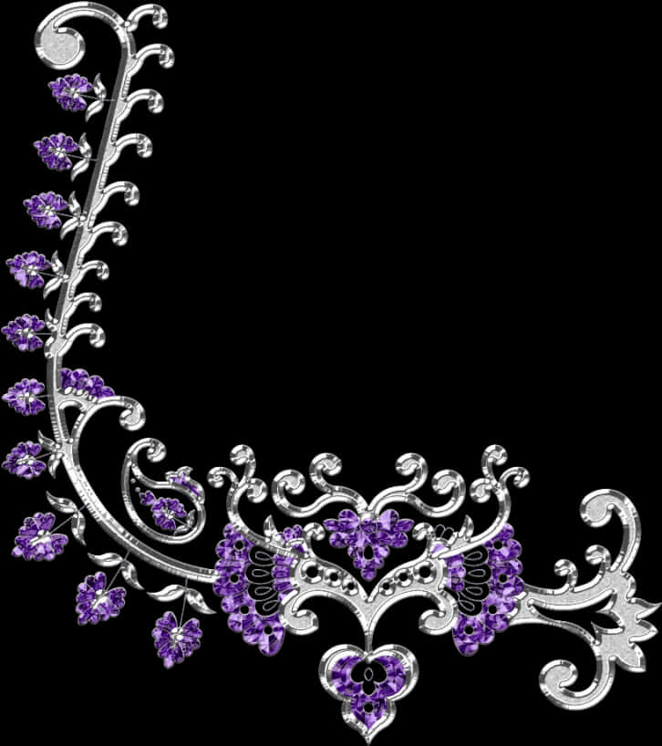 Elegant Purple Gemstone Jewelry Design PNG Image