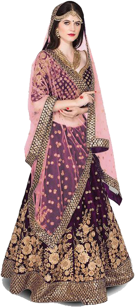 Elegant Purple Lehenga Choli PNG Image